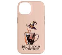 Hello Darkness My Old Friend Black Cat Coffee Mug Witchy Cat Carcasa para iPhone 14