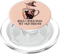 Hello Darkness My Old Friend Black Cat Coffee Mug Witchy Cat PopSockets PopGrip para MagSafe