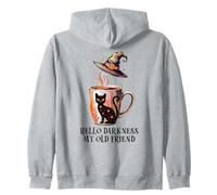 Hello Darkness My Old Friend Black Cat Coffee Mug Witchy Cat Sudadera con Capucha