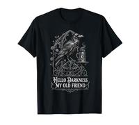 Hello Darkness My Old Friend Gothic Raven Coffee Bat Grabado Camiseta