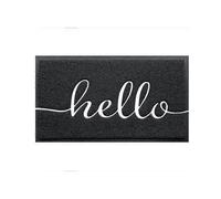(Hello Door Mat,Black 12mm)Non-Slip Hello Door Mat Carpet Durable Welcome Pad Indoor Outdoor Rugs for Entryway Patio High Traffic Areas