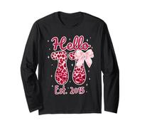 Hello Eleven EST 2015 Pink Coquette Bow 11th Birthday Girl Manga Larga