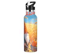 Hello Fall Autumn - Botellas de agua reutilizables a prueba de fugas y sin BPA con asa aislada al vacío para agua, leche, jugo, escuela, campamento, deporte termo de agua para hombre