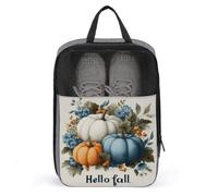 Hello Fall - Bolsa para zapatos de golf, color azul claro, naranja, calabazas, para viajes, uso diario, antipolvo