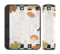 Hello Fall - Cinturón de seguridad a cuadros de calabaza, 2 piezas, para cinturón de seguridad, cinturón de seguridad, corte en el cuello, para auto funda para cinturón de carro