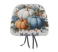 Hello Fall - Funda elástica para reposacabezas de coche, diseño de calabazas, color azul claro, naranja, 2 piezas, para mujeres y hombres, universal, se adapta a la mayoría de coches, furgonetas, SUV
