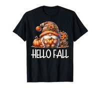 Hello Fall GNOME Dad Graphic For Autumn Womens Cute Pumpkin Camiseta