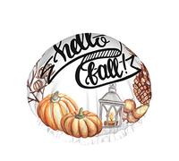 Hello Fall Gorro de ducha de baño Calabaza de acuarela Tema de cosecha de otoño Gorros de ducha de letras dibujadas a mano florales para mujeres Gorro de ducha de baño doble Protección para el cabel