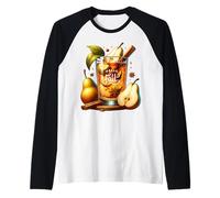 Hello Fall Hot Tea Graphic For Pear Tea Lovers Cute Autumn Camiseta Manga Raglan