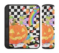 Hello Fall - Juego de 2 fundas para cinturón de seguridad para asiento de coche con diseño de calabaza, otoño a cuadros, protege tu cuello y hombros para Van funda para cinturón de carro