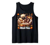 Hello Fall Pug Graphic For Women Men Kids Cute Autumn Dog Camiseta sin Mangas
