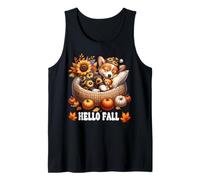 Hello Fall Puppy Lover Graphic For Corgi Mom Cute Autumn Camiseta sin Mangas
