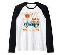 Hello Fall Shirt gnomo Calabaza Halloween búfalo a Cuadros camión Camiseta Manga Raglan