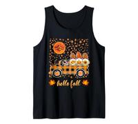 Hello Fall Shirt gnomo Calabaza Halloween búfalo a Cuadros camión Camiseta sin Mangas