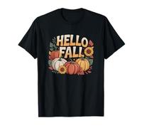 Hello Fall Thanksgiving Y'all Autumn Vibes Design Cozy Camiseta
