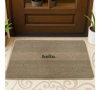 Hello - Felpudo moderno minimalista con texto en inglés N/A, de goma marrón, antideslizante, para debajo de la puerta, decoración de entrada para porche delantero, baño, oficina, 29 x 17 pulgadas