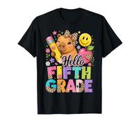 Hello Fifth Grade Capybara Leopard Bow Back To School Girls Camiseta