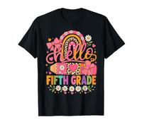 Hello Fifth Grade Rainbow Pencil Bow Back To School Girls Camiseta