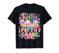 Hello Fifth Grade Rainbow Pencil Bow Back to School Girls Camiseta