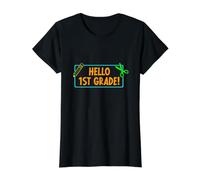 Hello First Grade! 1st Grader First Day of School Boy Girl Camiseta gráfica económica, Mujer, Negro, XL