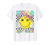 Hello First Grade Coquette Bow Back To School Chica de Primer Grado Camiseta