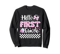 Hello First Grade Coquette Cute First Day of School Girls Sudadera