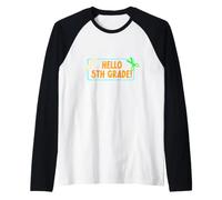 Hello Fourth Grade! 4rd Grader First Day of School Boy Girl Camiseta Manga Raglan