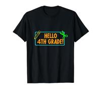 Hello Fourth Grade! 4th Grader First Day of School Boy Girl Camiseta gráfica económica, Hombre, Negro, M
