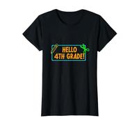 Hello Fourth Grade! 4th Grader First Day of School Boy Girl Camiseta gráfica económica, Mujer, Negro, S