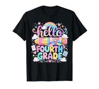 Hello Fourth Grade Rainbow Pencil Bow Back to School Girls Camiseta