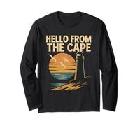 Hello From The Cape Camisa Vintage Faro Gaviota Atardecer Manga Larga