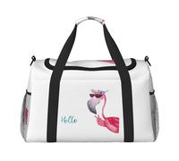 Hello Glasses - Bolsa de viaje con estampado de flamencos, bolsa de fin de semana, bolsa de entrenamiento, bolsa de yoga, bolsa de lona para artículos personales para Audlts, Black, Talla única