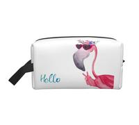 Hello Glasses - Neceser de viaje con estampado de flamencos, bolsa de cosméticos de gran capacidad para mujeres y hombres, White, Talla única
