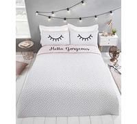 Hello Gorgeous - Juego de Funda de edredón Reversible de Lunares para Cama Individual