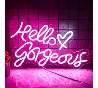 Hello Gorgeous Logotipo de neón para la decoración de paredes hermoso logotipo LED de neón rosa led con fuente de alimentación USB para salones de belleza, bodas, regalos para niñas