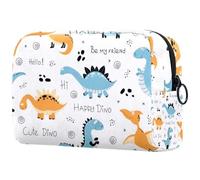 Hello Happy Dinosaur - Neceser de viaje para mujer, bolsa organizadora de maquillaje grande con cremallera, multicolor, 18.5x7.5x13cm/7.3x3x5.1in, Neceser