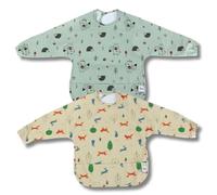 Hello Hippo - Pack de 2 Baberos con Mangas Largas para Bebé - Impermeables, Ajustables y Fáciles de Limpiar | Delantal Impermeable para Comer y Manualidades