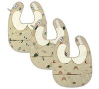 Hello Hippo - Pack de 3 Baberos Impermeables con Bolsillo Recoge-Migas - Estilo y Protección para Bebé | Babero Plastificado Unisex 4-12 Meses | Ajustable (Cuello Peter Pan)