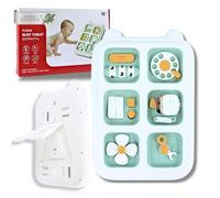 Hello Hippo® Tablero Sensorial Montessori - Busy Board Educativa 22x15 cm con Cajón Secreto, Interruptor, Teléfono y Reloj | Juguete Motricidad Fina para Bebés 1-3 Años