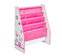 Hello Home 470FLW - Librería de estantes Colgantes para niños con diseño de Flores y pájaros, Color Blanco y Rosa