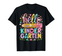 Hello Kindergarten Rainbow Pencil Bow Back to School Girls Camiseta