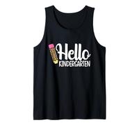 Hello Kindergarten Teacher Leopard Pencil Regreso a la Escuela Camiseta sin Mangas