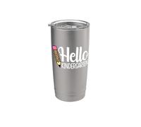 Hello Kindergarten Teacher Leopard Pencil Regreso a la escuela Vaso térmico de acero inoxidable de doble pared