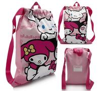 Hello Kitty and Friends Kuromi - Mochila saco infantil My Melody Kuromi Cinnamoroll - Natación playa gimnasio - 32x24,5 cm - 100% Poliéster - Licencia oficial Sanrio (Rosa)