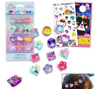 Hello Kitty and Friends - Pinzas para el pelo para niñas, paquete de 12 accesorios para el cabello Sanrio con mini pinzas Sanrio y calcomanías, más | Accesorios de vestir de Hello Kitty y amigos para