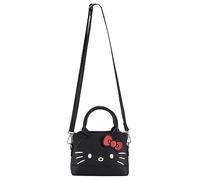 Hello Kitty - Bolso bandolera de piel sintética para niñas, adolescentes, adultos, con Licencia Oficial Hello Kitty, cosplay, negro, talla única