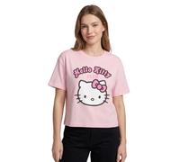 Hello Kitty Camiseta Corta Rosa de Manga Corta para Mujer gráfica Club Mujer | Top Rosa para niña