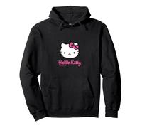 Hello Kitty - Classic Kitten Sudadera con Capucha, Unisex para Adultos, Negro, S