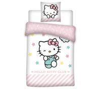 aymax - Juego de cama de Hello Kitty Club, color rosa, reversible, funda nórdica de 140 x 200 cm y funda de almohada de 65 x 65 cm, 100% algodón
