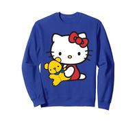 Hello Kitty con Lindo Oso de Peluche Sudadera, Unisex para Adultos, Azul Real, L